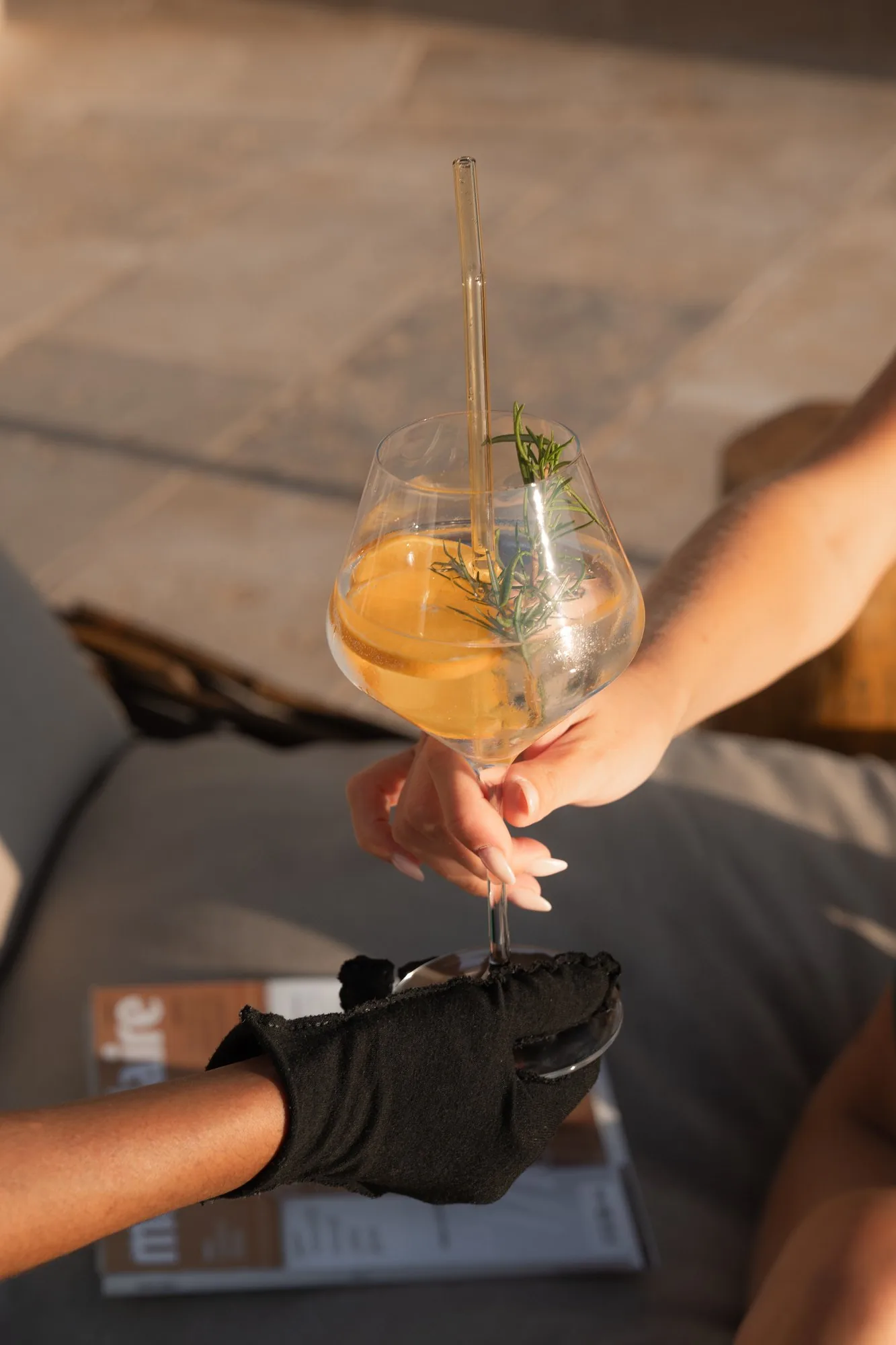 A spritz brought to the daybed at LaMaison