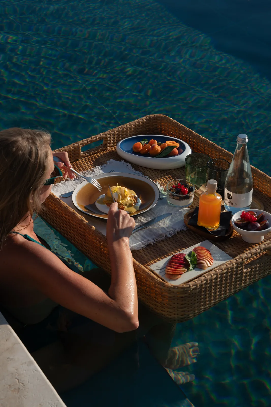 A floating breakfast in the pool at LaMaison