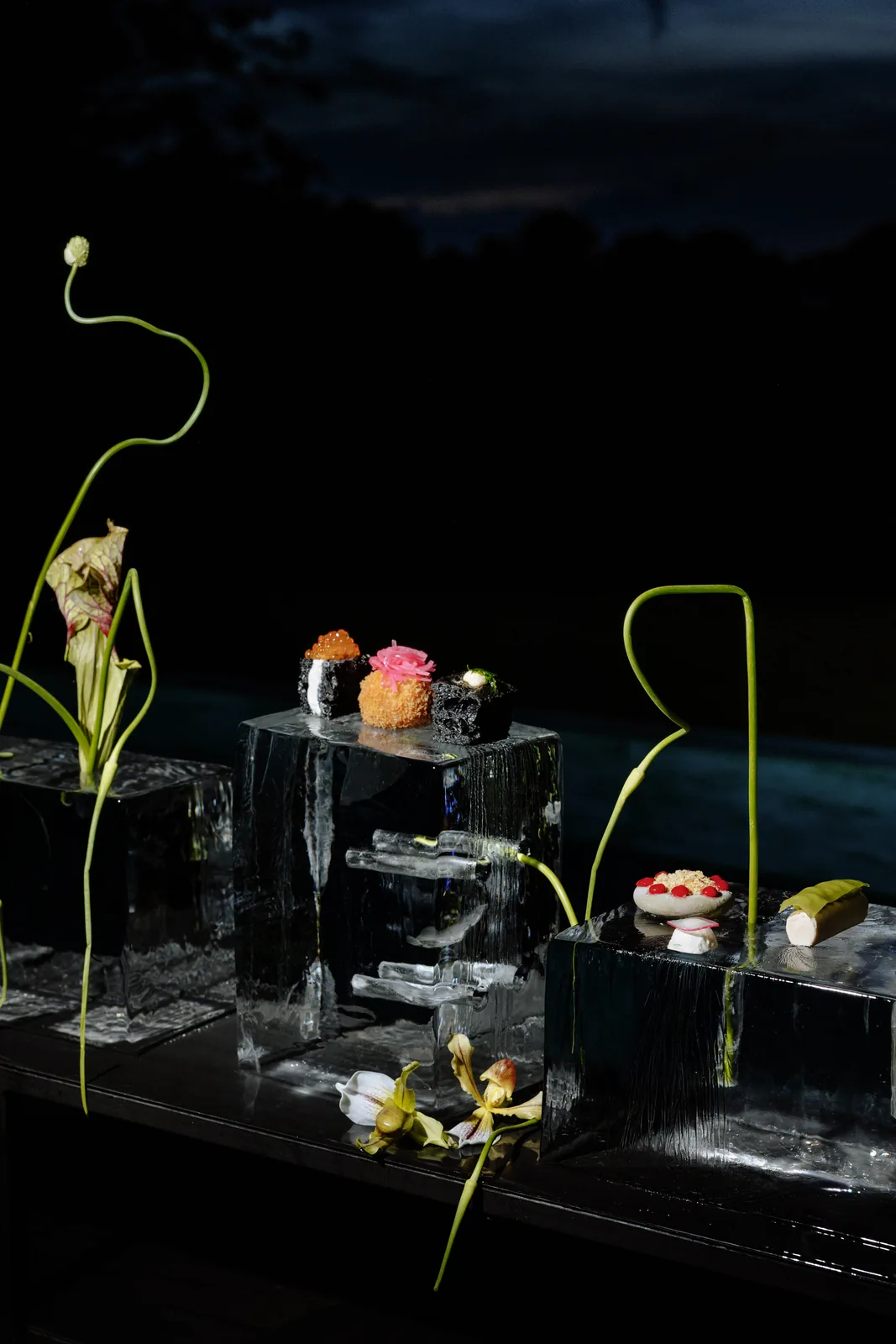 A dish plated after dark at LaMaison